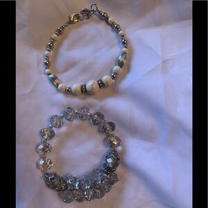 Women's Cute Bracelets‎ Bracelet Silver Clear Beads Bundle Size Small Like New
